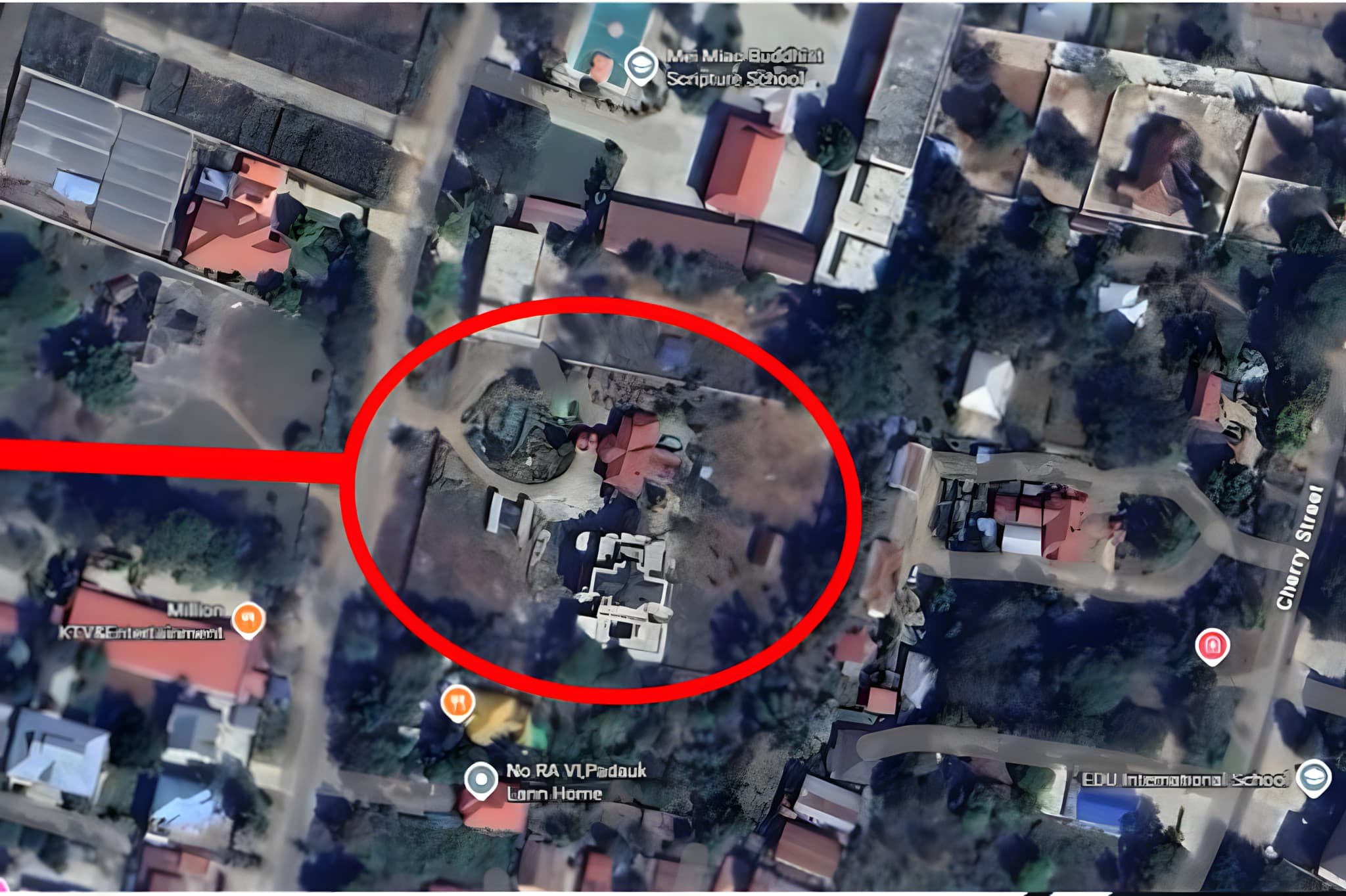 Satellite map of the Padauk Street plot