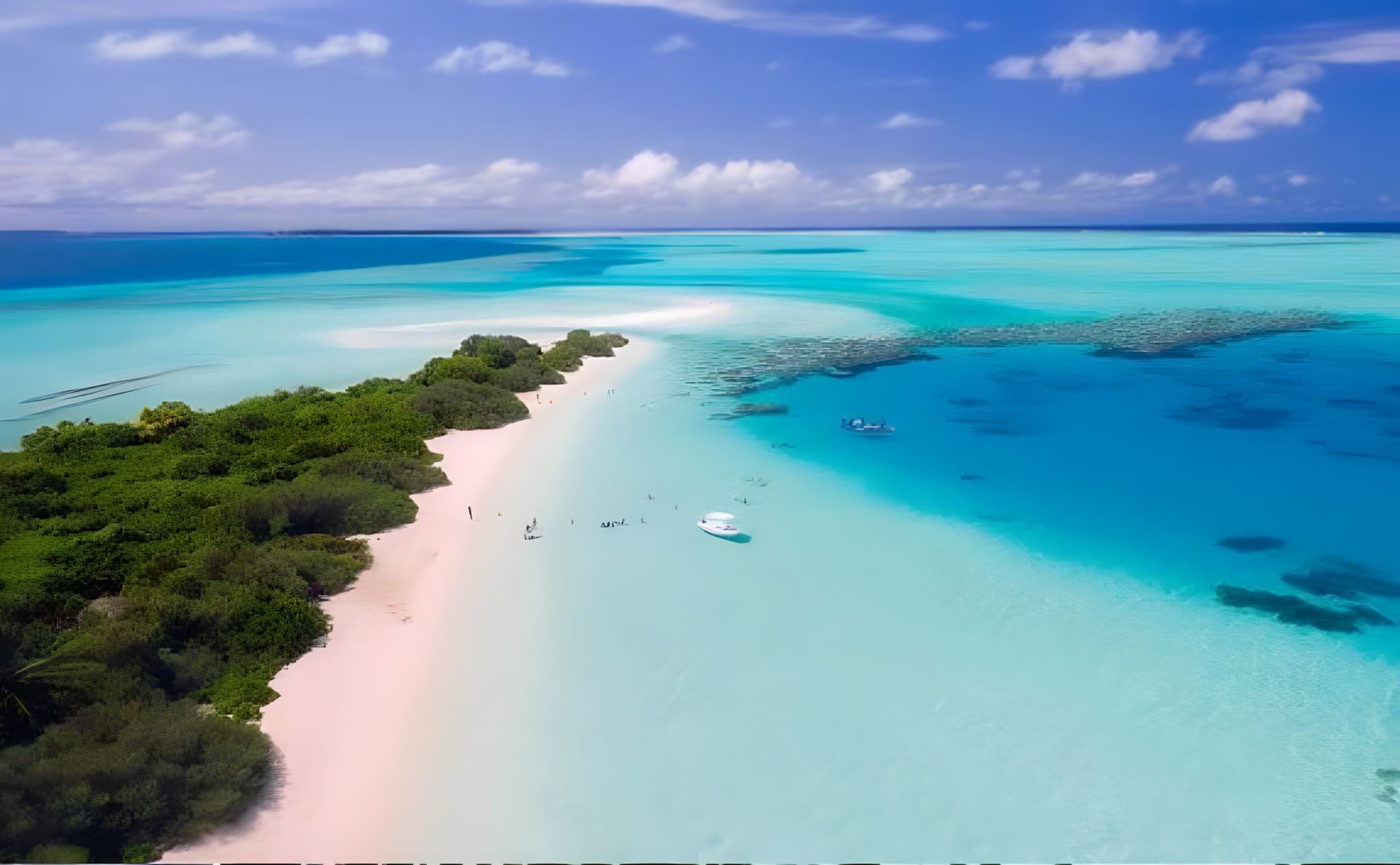Aerial view of Thameehla Island's beach